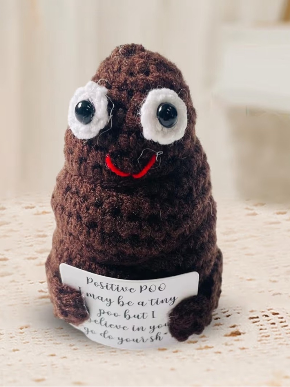 New Toy cute Funny Gag Gift Positive Poo Knitted Crotched Doll Desktop Poop Turd